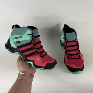 Adidas Terrex AX2R Mid Climaproof Hiking Shoes Men's 6.5 Green Pink Mesh Low Top
